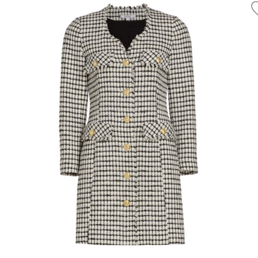 $695 Derek Lam 10 Crosby Constance Frayed Jacket Dress Gold Buttoned Size 2, Xs